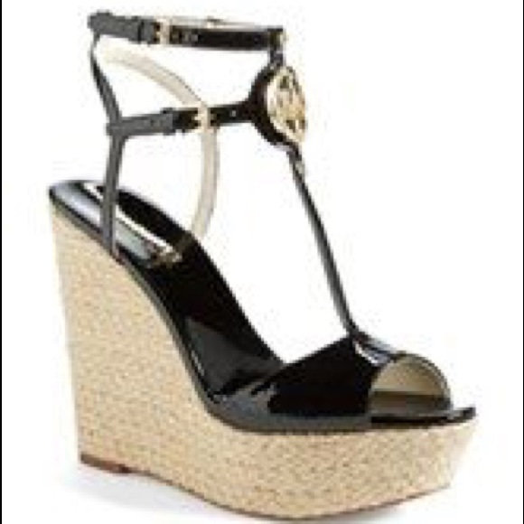 Michael Kors keely wedge black patent leather - Picture 1 of 7